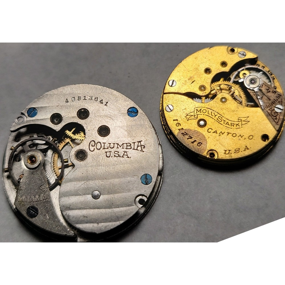 Columbia + Molly Stark Watch Movements for Parts Vintage Clockwork Gear Assembly